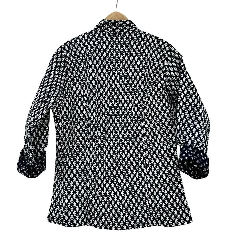 Indigo Block Print Kantha Quilted Jacket - Picture 8 of 8